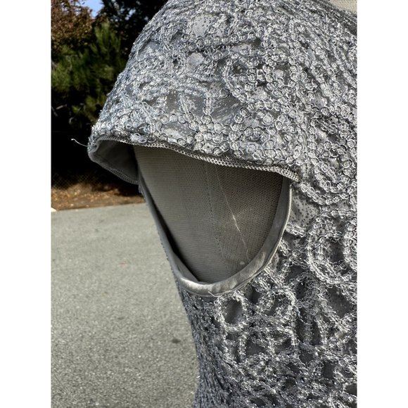 Simply Liliana Womens Silver Gray 8 Dress Sequence Formal Shimmer Sheath Midi - Picture 4 of 14